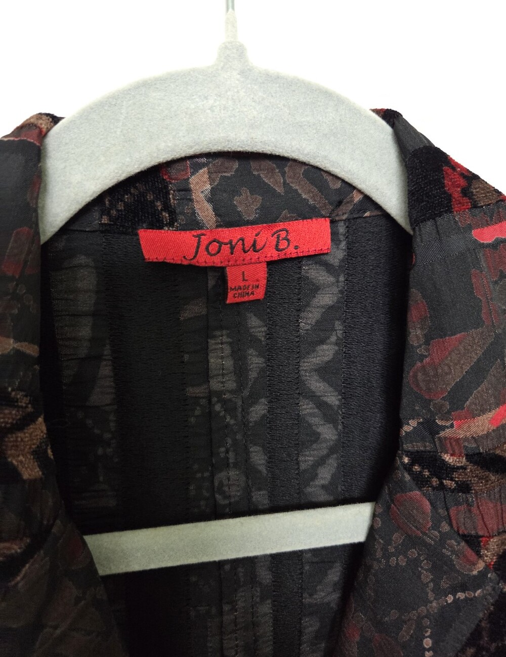 Vintage Joni B. Red & Black Patterned Blazer Artsy Office Dressy Special-Office - Picture 4 of 9